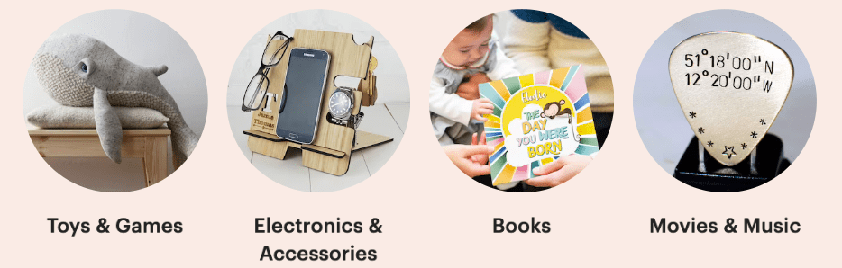 Etsy Toys and Entertainment trending categories